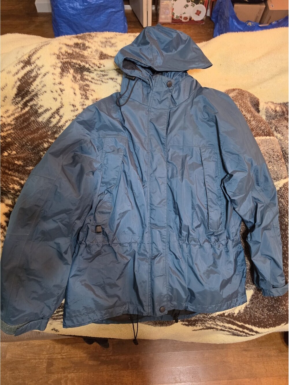 Vintage Eddie Bauer Gore-Tex Green Hooded Nylon Jacket Womens Medium Shell Lined